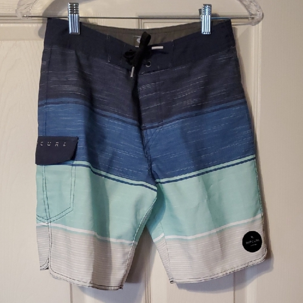 Rip Curl Boy's Navy and Aqua Board Shorts Size 25 - Youth 10/12